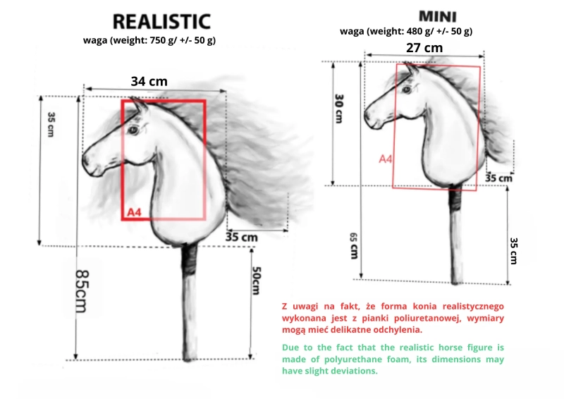 REALISTIC HOBBY HORSE – WHITE/WHITE MANE