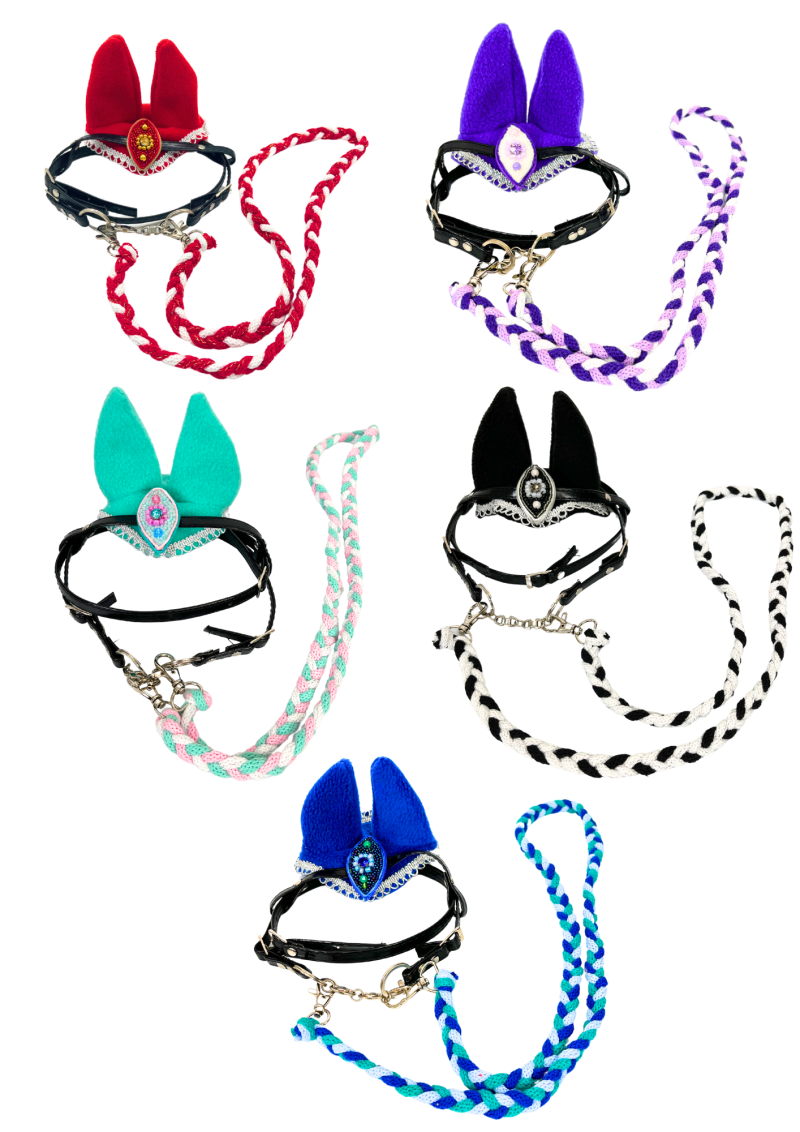 Set for Realistic HH with jewelry: ear warmers with jewelry, western bridle, rope reins.