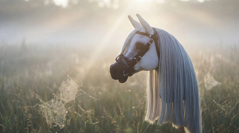 REALISTIC HOBBY HORSE – WHITE/WHITE MANE