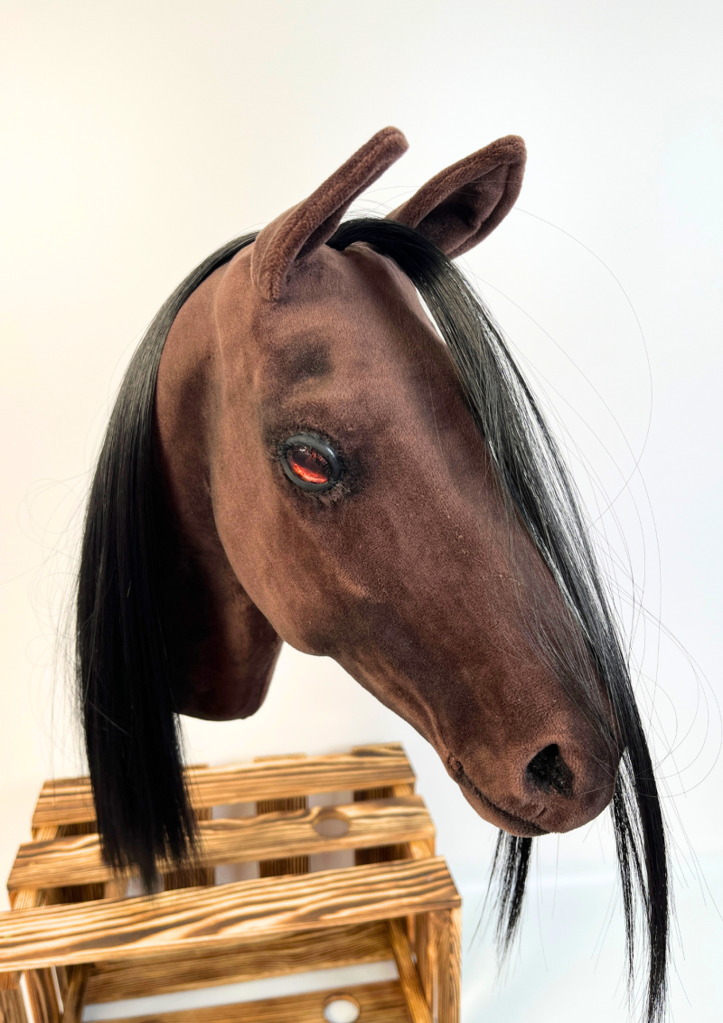 REALISTIC HOBBY HORSE – DARK CHESTNUT/BLACK MANE