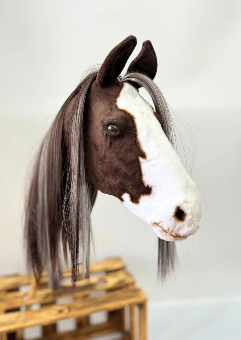 REALISTIC HOBBY HORSE – BAY/BLACK AND WHITE MANE/PATCHES