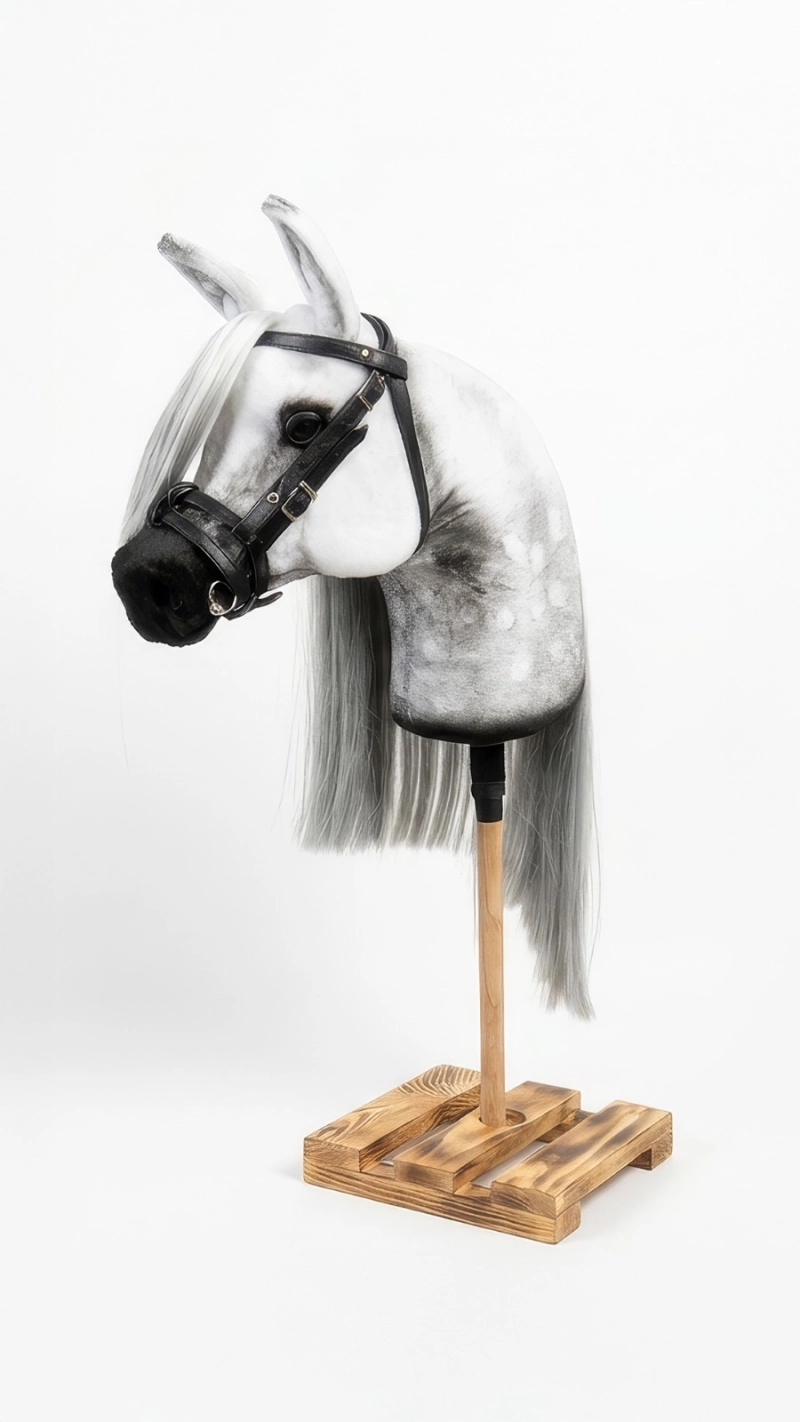 REALISTIC HOBBY HORSE – WHITE/WHITE MANE