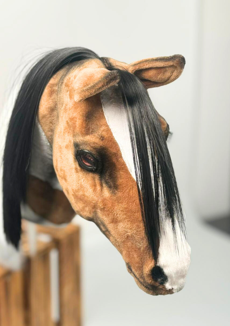 REALISTIC HOBBY HORSE – BAY/BLACK AND WHITE MANE/PATCHES