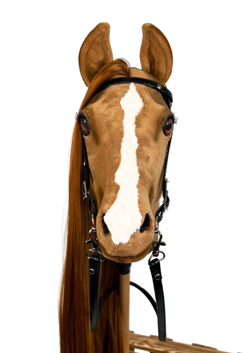 REALISTIC HOBBY HORSE – CHESTNUT/RED MANE