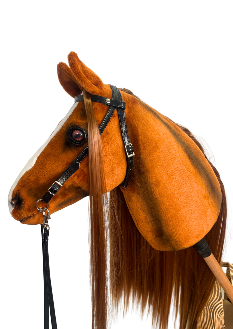 REALISTIC HOBBY HORSE – CHESTNUT/RED MANE/PATCH