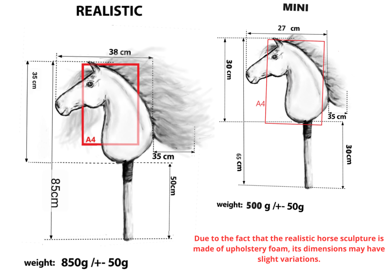 REALISTIC HOBBY HORSE – CHESTNUT/RED MANE