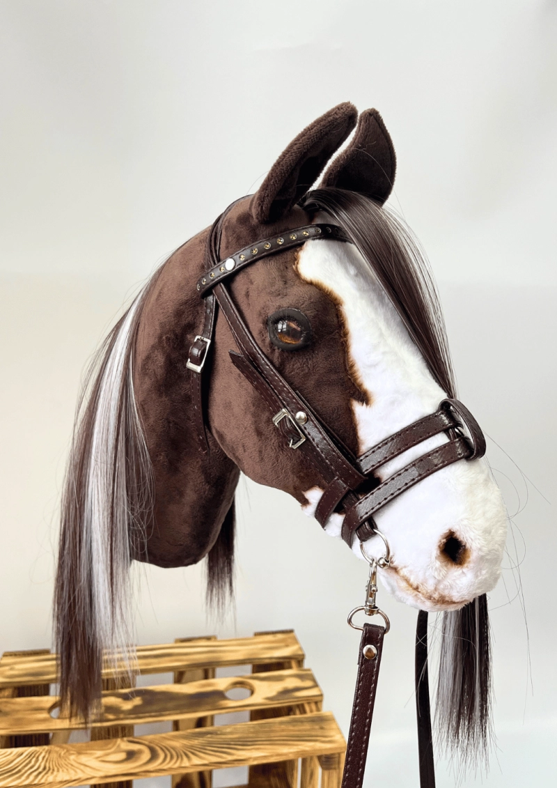 REALISTIC HOBBY HORSE – BAY/BLACK AND WHITE MANE/PATCHES