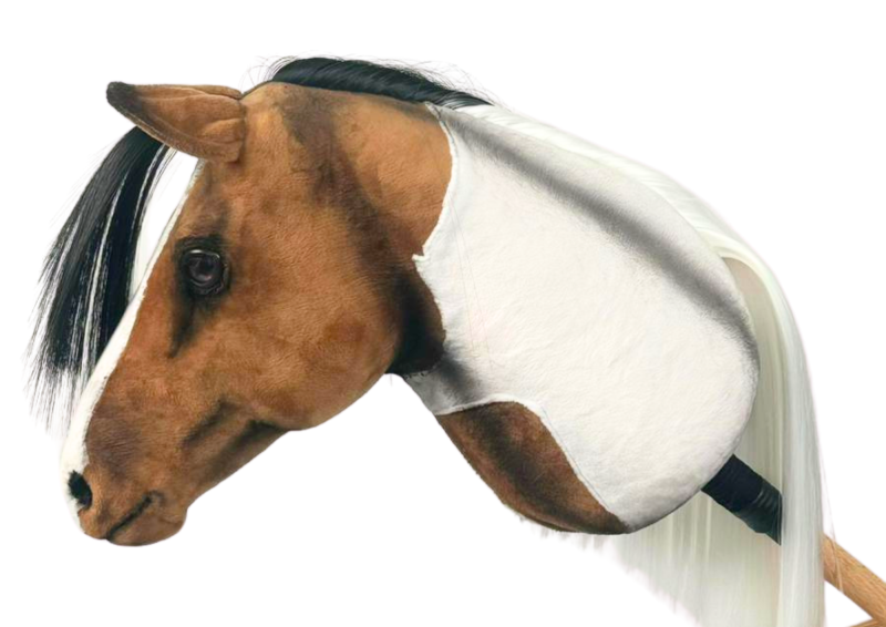 REALISTIC HOBBY HORSE – BAY/BLACK AND WHITE MANE/PATCHES