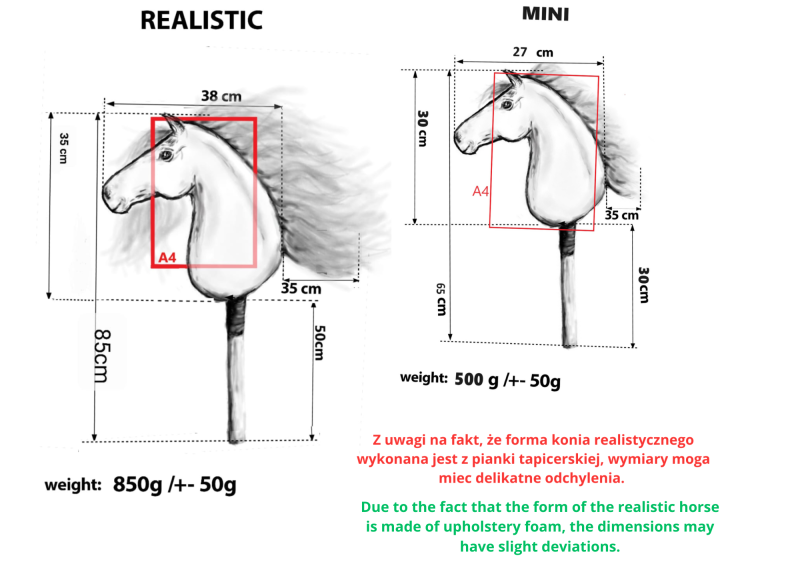 REALISTIC HOBBY HORSE – DARK CHESTNUT/BLACK MANE/PATCH