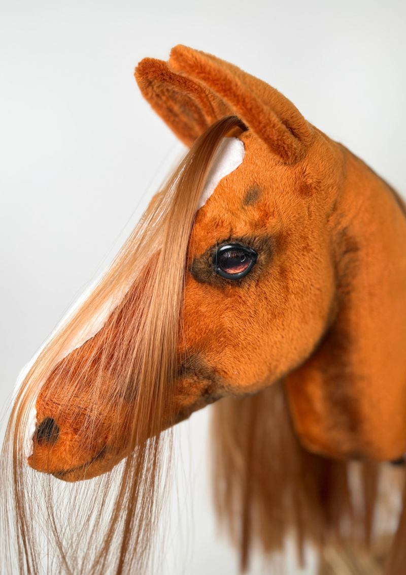 REALISTIC HOBBY HORSE – CHESTNUT/RED MANE/PATCH