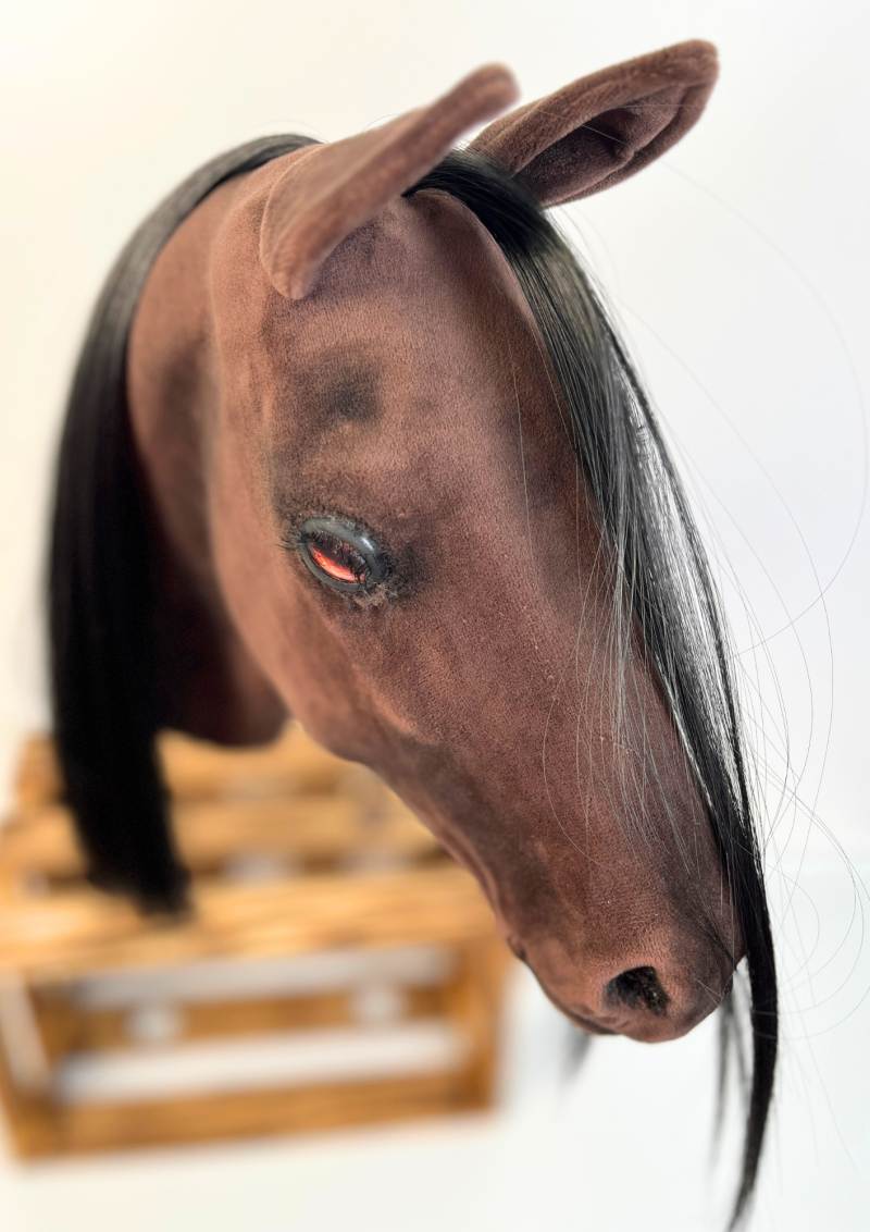 REALISTIC HOBBY HORSE – DARK CHESTNUT/BLACK MANE