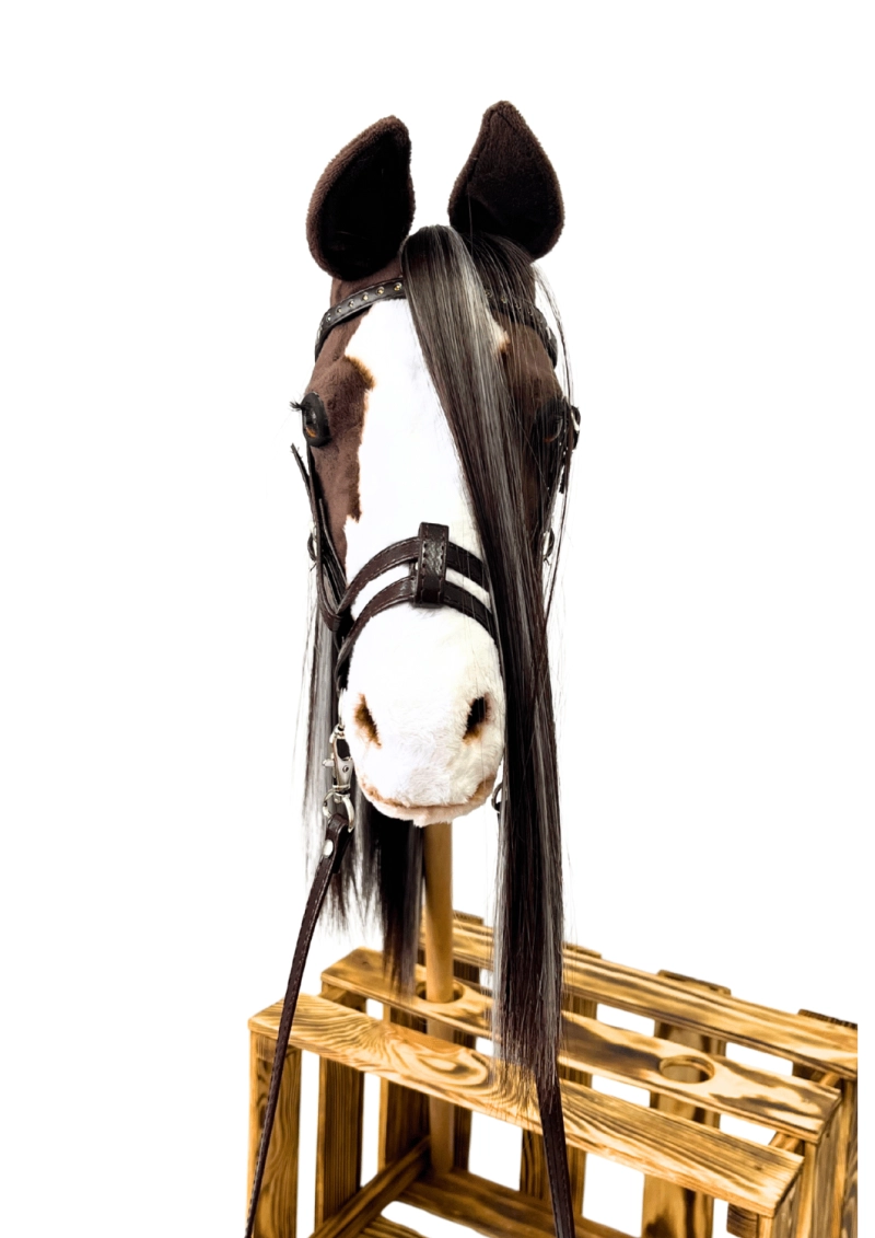 REALISTIC HOBBY HORSE – BAY/BLACK AND WHITE MANE/PATCHES