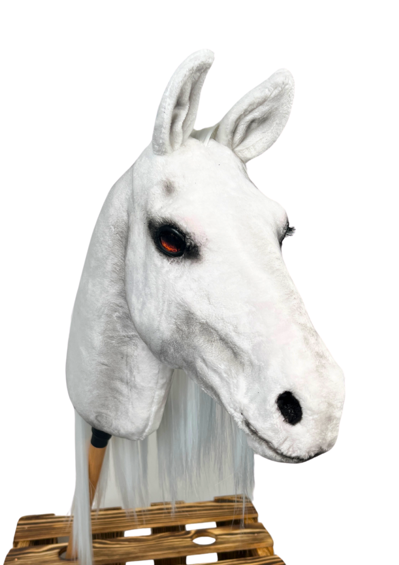 REALISTIC HOBBY HORSE – WHITE/WHITE MANE