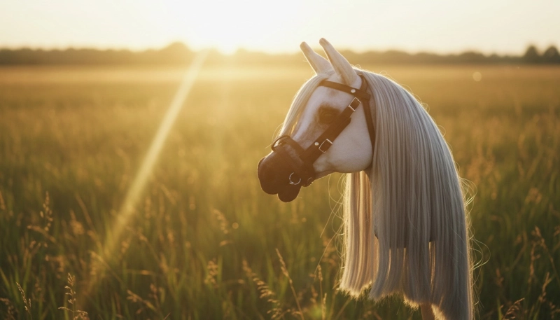 REALISTIC HOBBY HORSE – WHITE/WHITE MANE