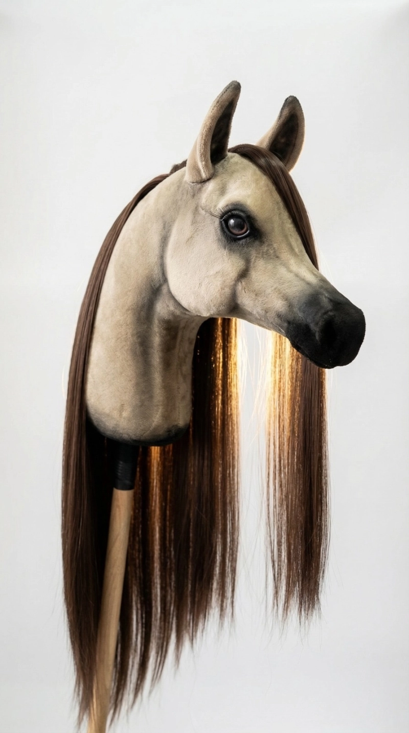 REALISTIC HOBBY HORSE – WHITE/WHITE MANE