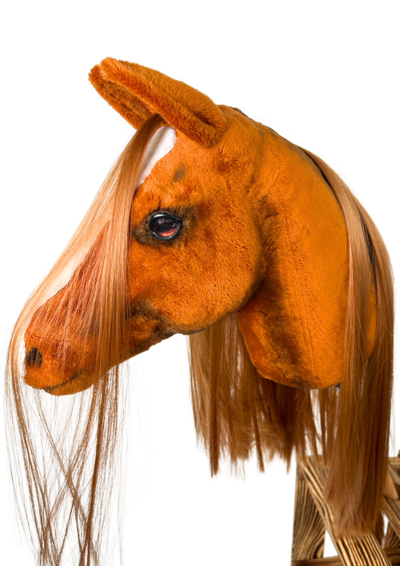 REALISTIC HOBBY HORSE – CHESTNUT/RED MANE/PATCH