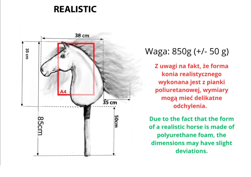 REALISTIC HOBBY HORSE – WHITE/WHITE MANE