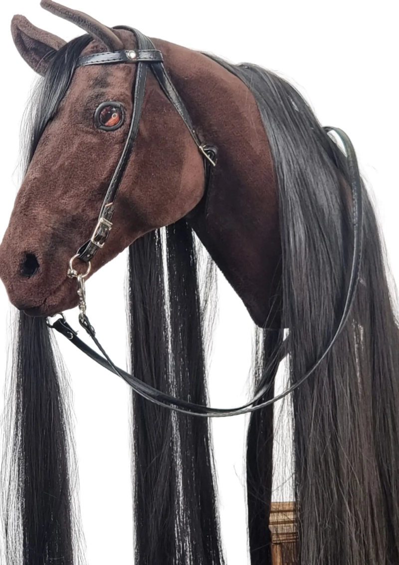 REALISTIC HOBBY HORSE – DARK CHESTNUT/BLACK MANE