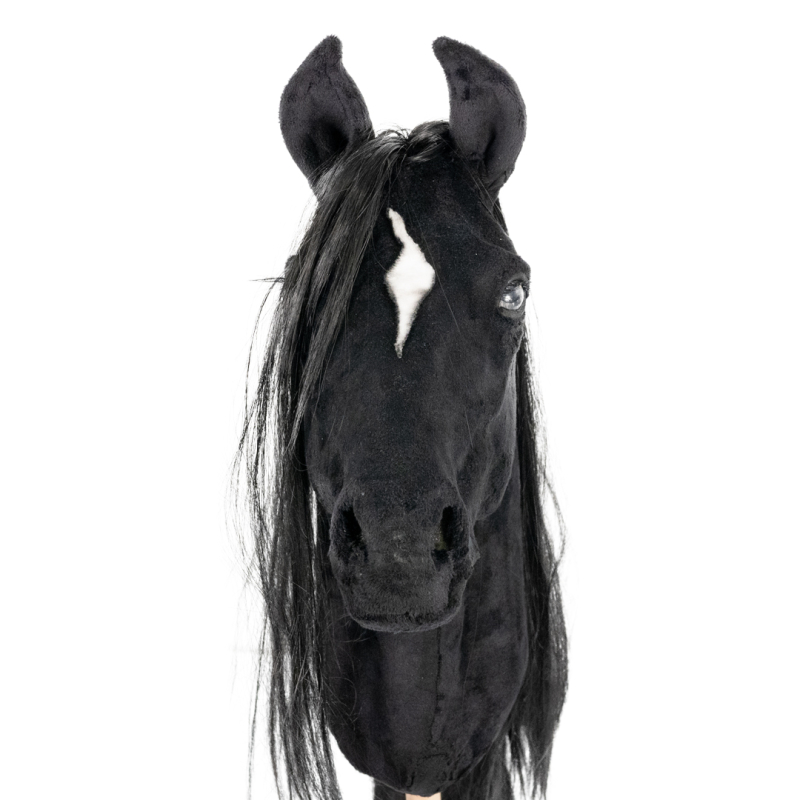 REALISTIC HOBBY HORSE – BLACK/BLACK MANE/PATCH