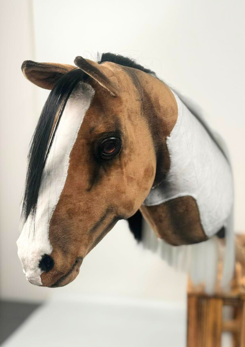 REALISTIC HOBBY HORSE – BAY/BLACK AND WHITE MANE/PATCHES