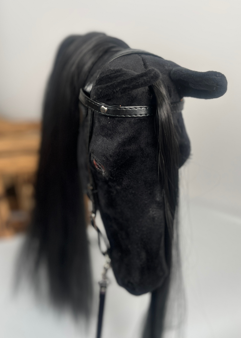 REALISTIC HOBBY HORSE – BLACK/BLACK MANE