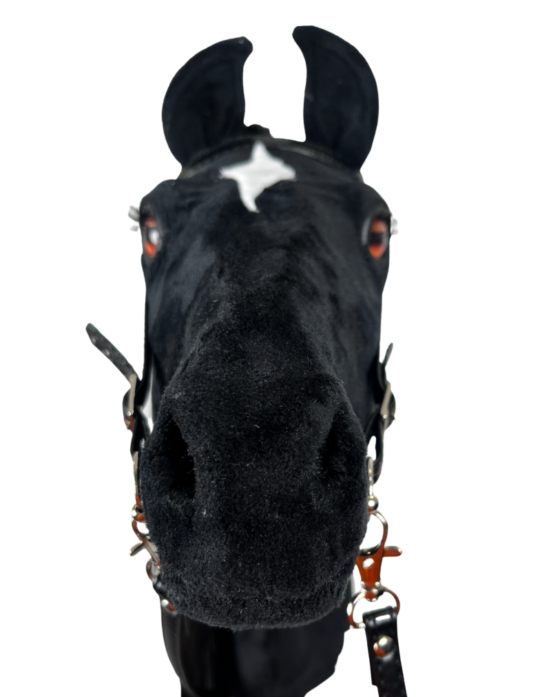 REALISTIC HOBBY HORSE – BLACK/BLACK MANE/PATCH