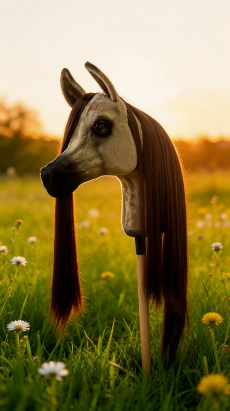 REALISTIC HOBBY HORSE – WHITE/WHITE MANE