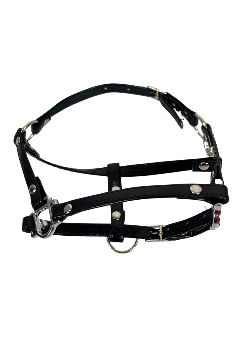 Eco-leather halter for the realistic hobby horse (with the option to add fur trim).