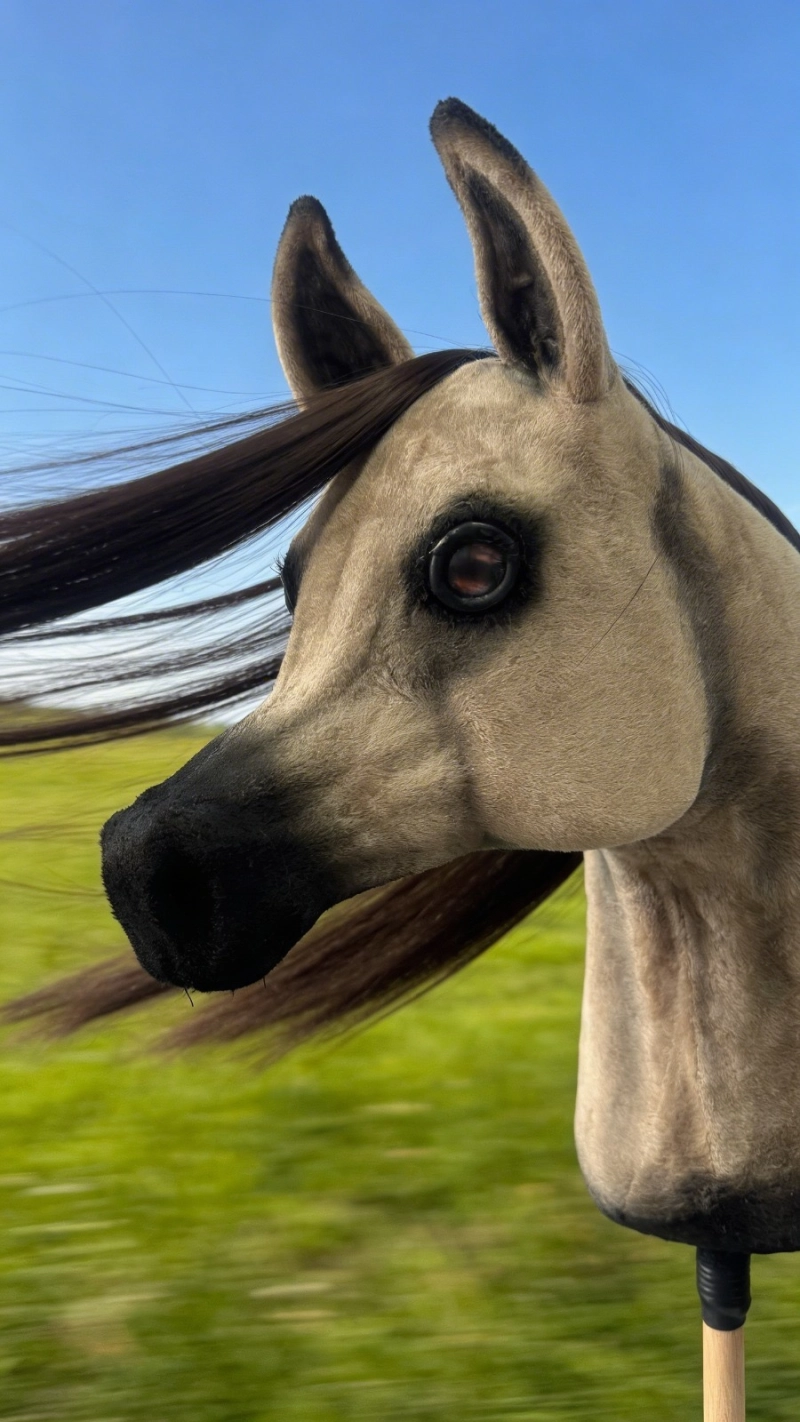 REALISTIC HOBBY HORSE – WHITE/WHITE MANE