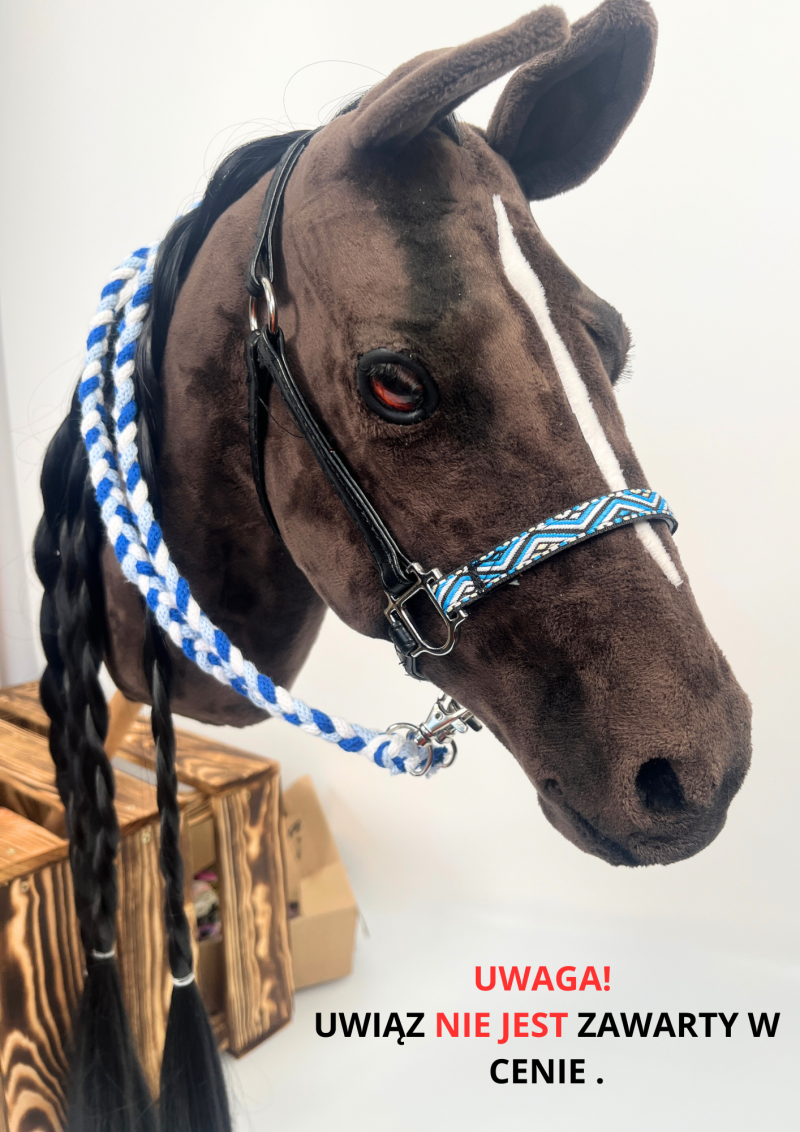 A sewn halter for realistic hobby horses.