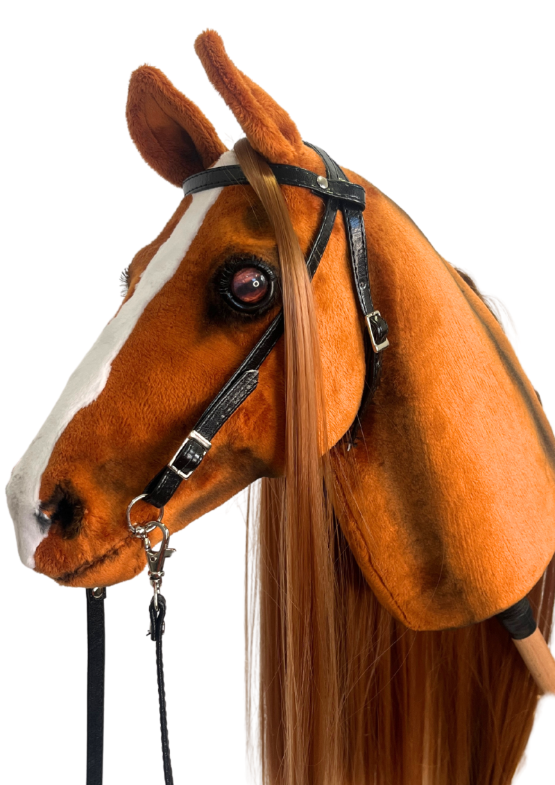 REALISTIC HOBBY HORSE – CHESTNUT/RED MANE/PATCH