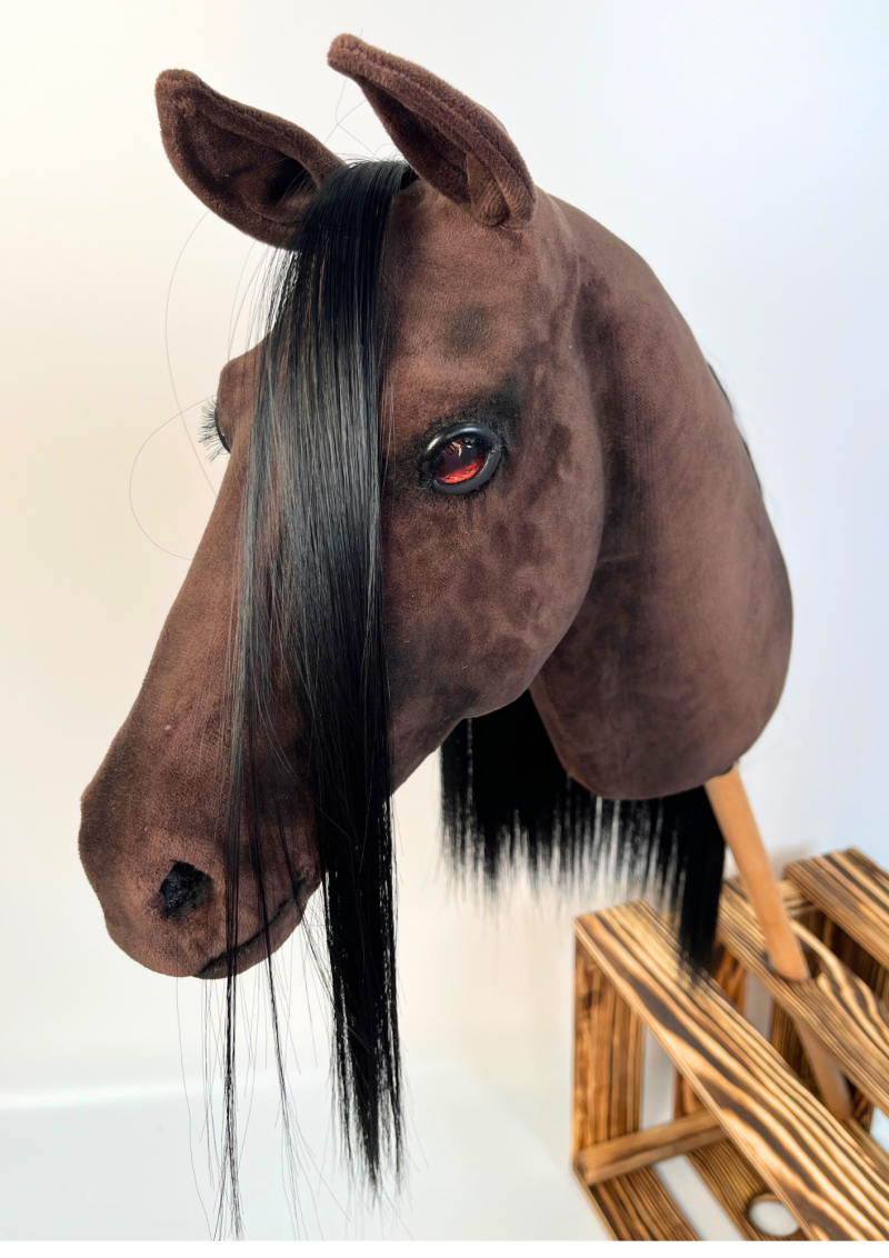 REALISTIC HOBBY HORSE – DARK CHESTNUT/BLACK MANE