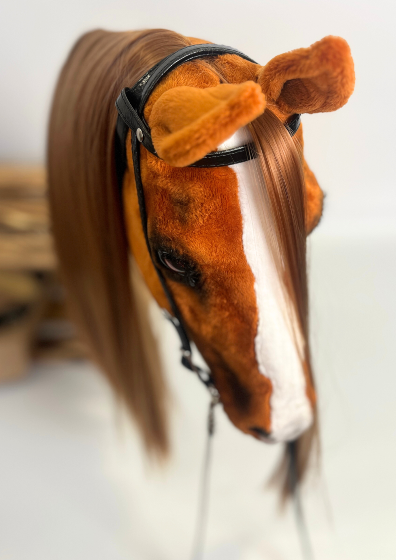 REALISTIC HOBBY HORSE – CHESTNUT/RED MANE/PATCH