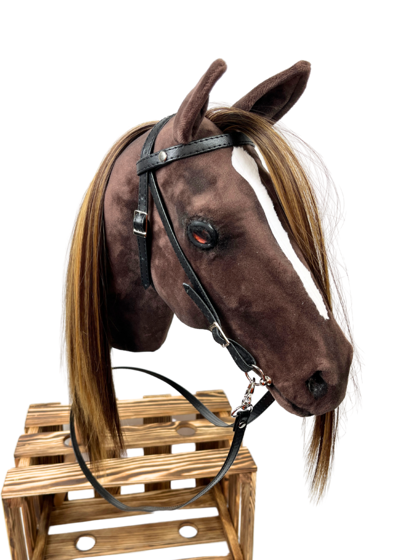 REALISTIC HOBBY HORSE – DARK CHESTNUT/BALAYAGE MANE/PATCH