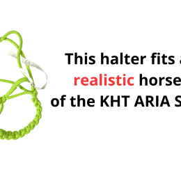 A halter with reins for realistic hobby horses.