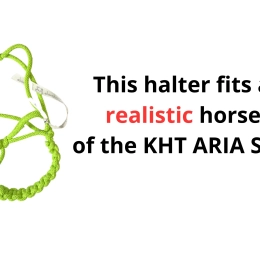 A halter with reins for realistic hobby horses.