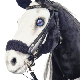 REALISTIC HOBBY HORSE – BLACK AND WHITE/BLACK MANE