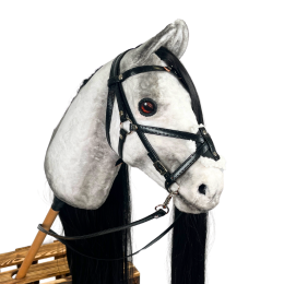 REALISTIC HOBBY HORSE – WHITE/BLACK MANE