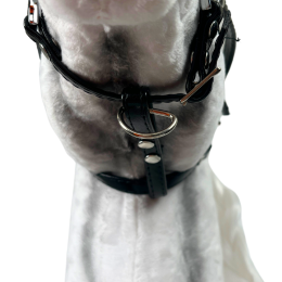 Eco-leather halter for the realistic hobby horse (with the option to add fur trim).