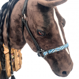 A sewn halter for realistic hobby horses.