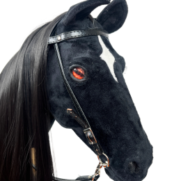 REALISTIC HOBBY HORSE – BLACK/BLACK MANE/PATCH