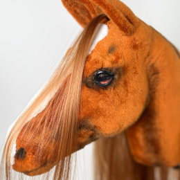 REALISTIC HOBBY HORSE – CHESTNUT/RED MANE/PATCH