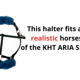 Sewn halter with fur trim for the realistic hobby horse.