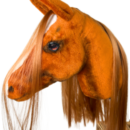 REALISTIC HOBBY HORSE – CHESTNUT/RED MANE/PATCH