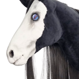 REALISTIC HOBBY HORSE – BLACK AND WHITE/BLACK MANE