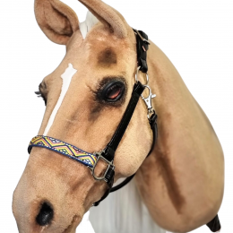 A sewn halter for realistic hobby horses.