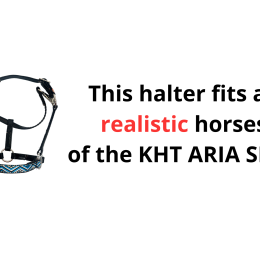 A sewn halter for realistic hobby horses.