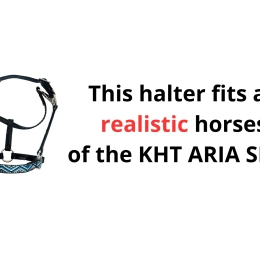 A sewn halter for realistic hobby horses.