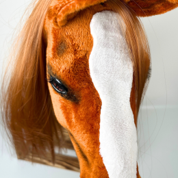 REALISTIC HOBBY HORSE – CHESTNUT/RED MANE/PATCH