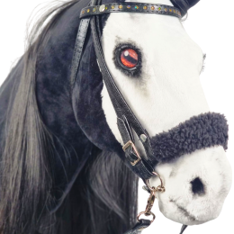 REALISTIC HOBBY HORSE – BLACK AND WHITE/BLACK MANE